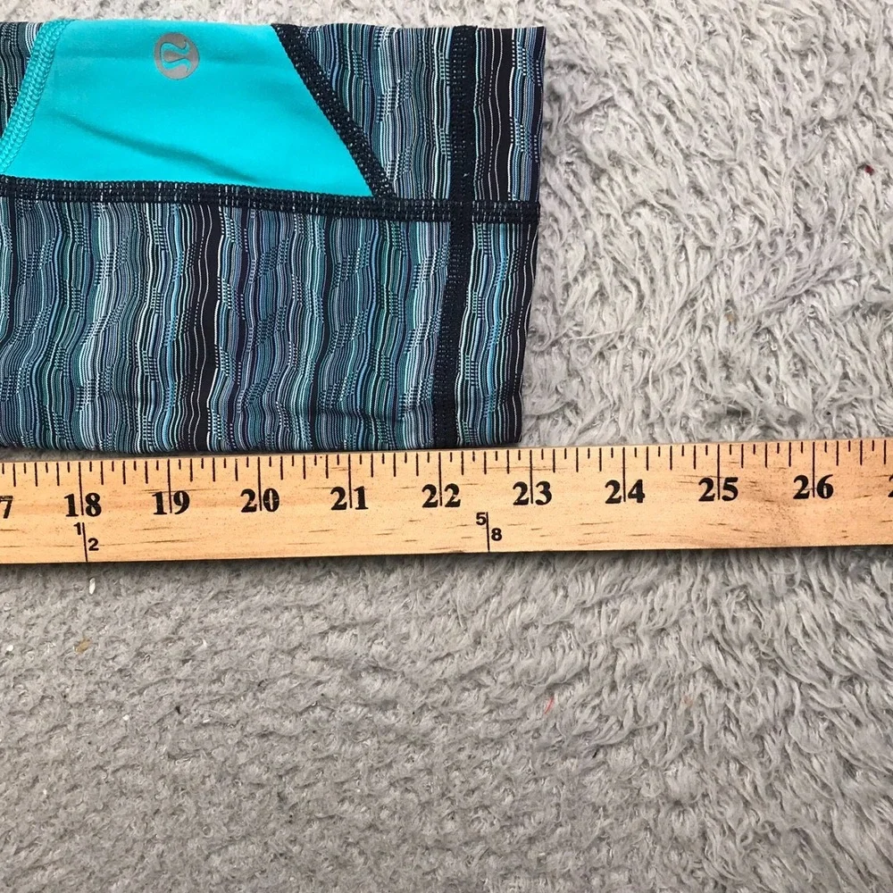 Lululemon Pace‎ Rival Crop Leggings Womens 4 Space Dyed Blue Pockets 23